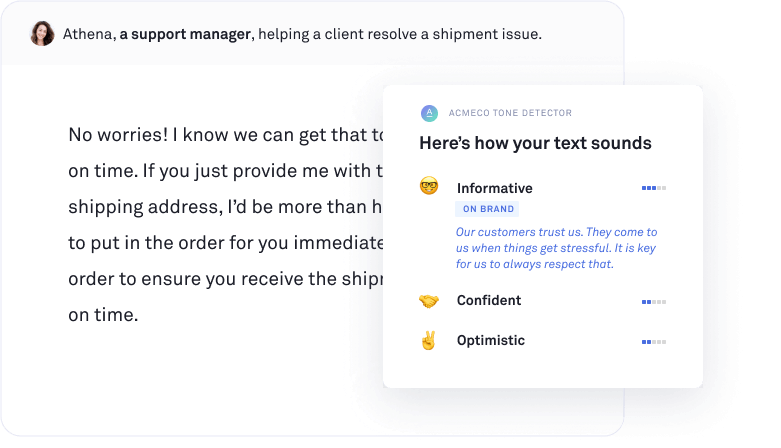 Example of how Grammarly can help alert your team when they are not using company, product, and trademark names correctly.