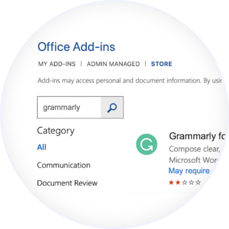 Search and Add Grammarly